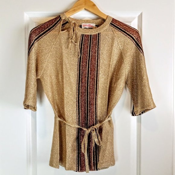 Vintage Cotillion Ltd Hong Kong Metallic/sparkle striped Top - Picture 1 of 5